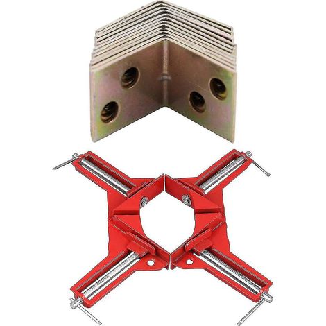 12 équerres métalliques à angle droit de 90° couleur laiton et 2 pinces d'angle de 7,6 cm (3 pouces) à angle droit. (1/5)