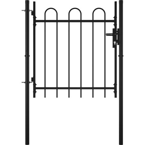 Portail, Porte de jardin, Portillon simple avec haut arrondi 100 x 75 cm WFE952616 DESIGN IN (1/5)