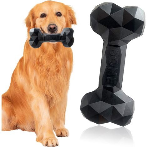 Macher pour Chien Jouet, Jouet en Caoutchouc Noir pour Gros Chien Os, Convient aux Chiens de Moins de 60 Kg,L.