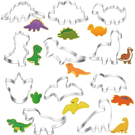 Set of 11 Dinosaur Cookie Cutters Stainless Steel (1/5)