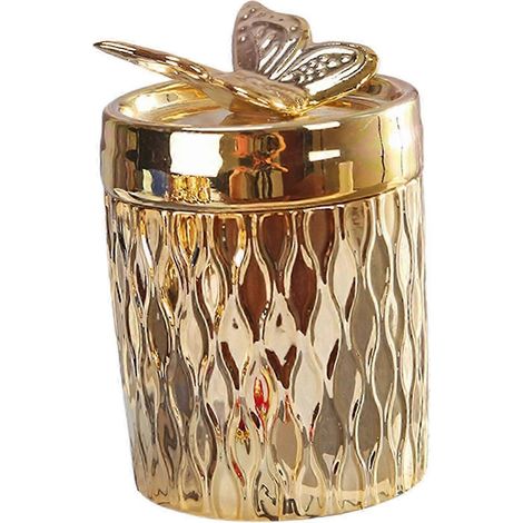 Aufbewahrungsbox, Vorratsglas, Tee-Dekor, Kerzenhalter, goldenes Dekoglas aus Keramik für Wohnzimmer, Schreibtisch, Schminktisch-butterfly decor (1/5)
