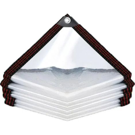 Bâche Transparente 4 x 2 m avec Œillets de Fixation, Bâche Extérieure Renforcée Résistante aux Déchirures pour Jardin, Terrasse, Serre et Abri (1/5)