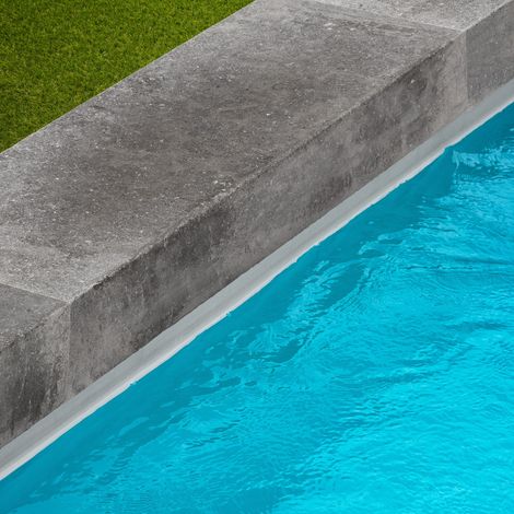 Margelle de piscine Pierre d'Egypte Grise 100x35x15 cm Bord Droit (à l'unité) - RO'MA NATURE (1/4)