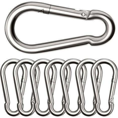 Lot de 8 Grands mousquetons,Φ880 mm,Mousqueton Charge maximale de 300 kg, ne rouillent Pas, Galvanisés,Résistants. pour Sac à Dos, Laisse pour Chien,hamacs, Camping, pêche, auvents etc (1/5)