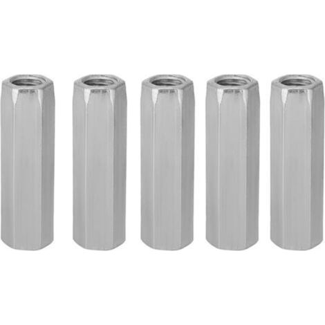 5pcs M10 Long Nut Carbon Steel Shank Hex Nuts Coupling Hex Nuts Socket Nut Threaded Fasteners (M1040) (1/5)