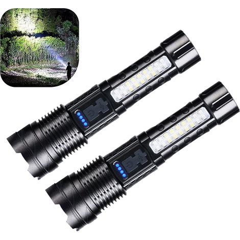 2 lampes de poche fortes perles, lampe de poche à lumineuses extérieur d'éclairage XHP50.2 (batterie intégrée) (1/5)