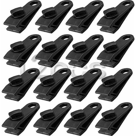 BUNTHAUS 12-teiliges Planenklemmen-Set, Hochleistungs-Planenklemmen, Schnellspannklemmen für Zelte, Planen, Wohnwagen, Gartensonnenschutz, Schwarz (12)