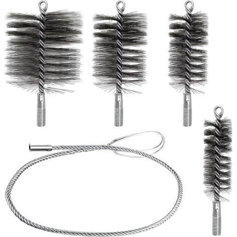 Kit di pulizia Hedgehog da 5 pezzi, spazzola metallica, pulizia del camino per stufe a pellet, pulizia di guaine morbide, pulizia di tubi della stufa e rimozione della ruggine (1/5)