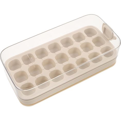 Forme de bac à glaçons avec 21 compartiments et couvercle en silicone alimentaire Boîte de rangement compacte pour glaçons pour congélateur à domicile (1/5)