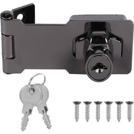 Loquet et targette Serrure à moraillon 90 verrou de tiroir rotatif sans boucle en alliage d'aluminium perforé avec cadenas arbre de connexion épaissi pour armoires fenêtres tiroirs meubles (1/5)