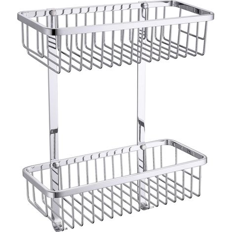 Milos Chrome Rectangular 2 Tier Wall Mounted Wire Basket