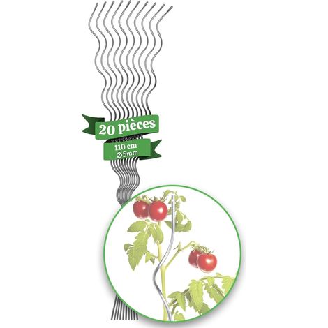 Floordirekt – Lot de 20 tuteurs spirales en acier galvanisé 110 cm – Résistants aux intempéries – Pour tomates, concombres et plantes grimpantes (1/5)