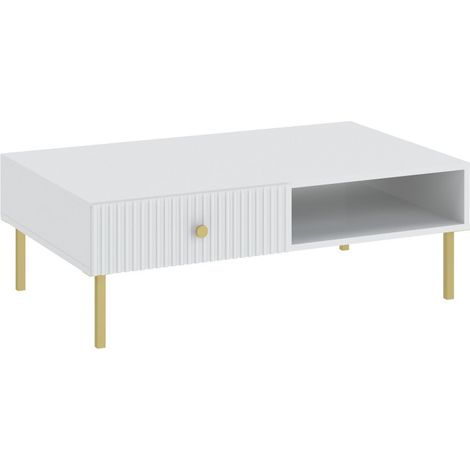 TABLE BASSE VIENA Blanc - Doré (1/5)
