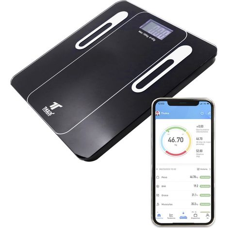Bilancia pesapersone thulos th - bd121 carico massimo 180kg - app per ios e android