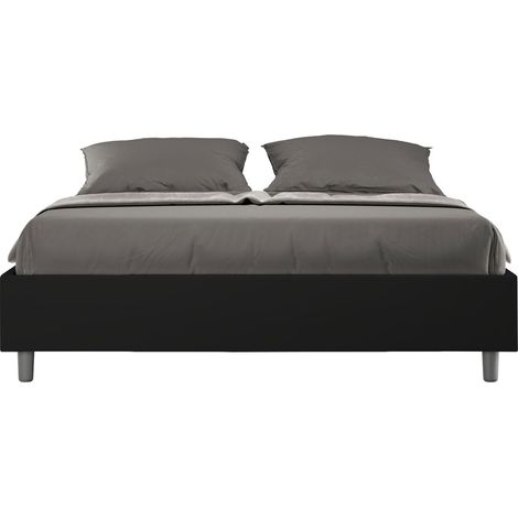 Letto matrimoniale contenitore imbottito 160x190 similpelle nero Azelia