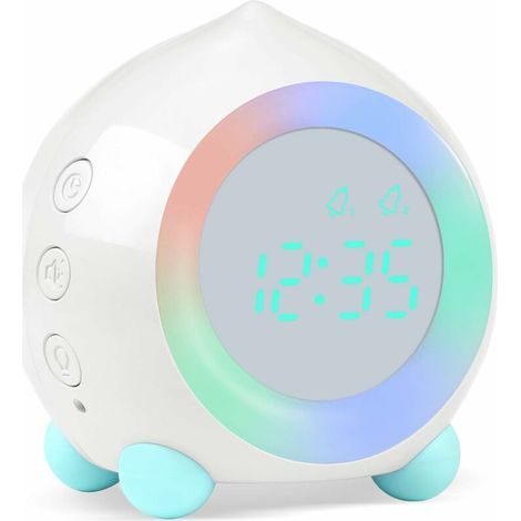1pc White Children's LED Digital Alarm Clock Light-Up Lamp Night Light for Girls and Boys, Day and Night, Adjustable Volume, Snooze Function, USB Charging (1/5)