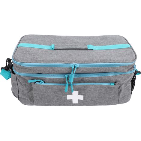 Sacoche de premiers secours pour médicaments et matériel d'urgence, idéale pour la voiture, la maison, le bureau et l'extérieur. Gris, 18 x 23 x 40 cm / 7,09 x 9,06 x 15,75 pouces. (1/5)