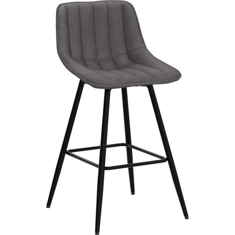 WOLTU 1x Bar Stool Velvet Padded Seat Metal High Legs Kitchen Home living Room Dark Grey (1/5)