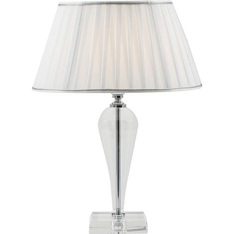 Lampada da Tavolo Cristelle in Vetro Cristallo con Paralume in Tessuto, Attacco E14 IP20, Design Classico - Rossini Illuminazione (1/5)