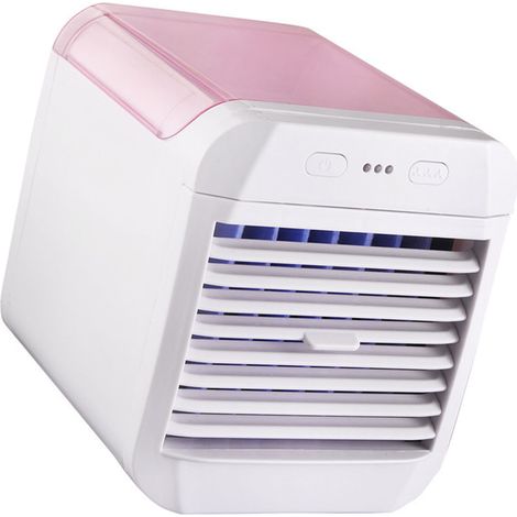 Mini climatiseur portable ventilateur rafraîchissant 3 vitesses USB bureau humidificateur veilleuse rose (1/5)
