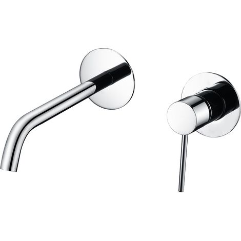 Robinet de lavabo encastré avec un seul levier  Modèle MILOS STICK  Bec universel  Couleur gris finition chrome [ IMEX® ]