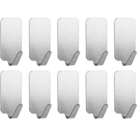10 pièce Crochet en acier inoxydable sans clous, crochet de rangement pour cuisine et salon, crochet simple arrière de porte multifonctionnel, petit crochet en acier inoxydable (1/5)