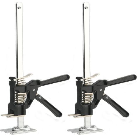 Lot de 2 outils de levage manuel, cric à main, à hauteur réglable de 38 cm - Pour porte et panneau en bois (1/5)