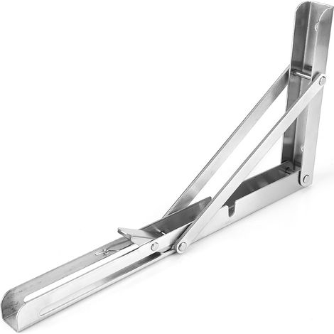 Support mural en acier inoxydable, équerre triangulaire pliable pour étagère, coin renforcé (30 cm) (1/3)