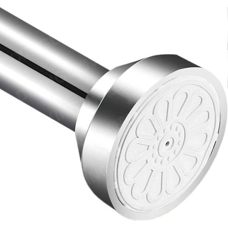 Barre de rideau de douche à ressort de tension réglable 15,7-23,6 pouces, en acier inoxydable 304, antidérapante, sans perçage, antirouille. (1/4)