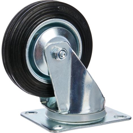 Metafranc 800710 Ruota Girevole Diametro, 104 x 80 mm, in Gomma Piena, Cuscinetto a rulli, Argento, Ø 100 mm (1/3)