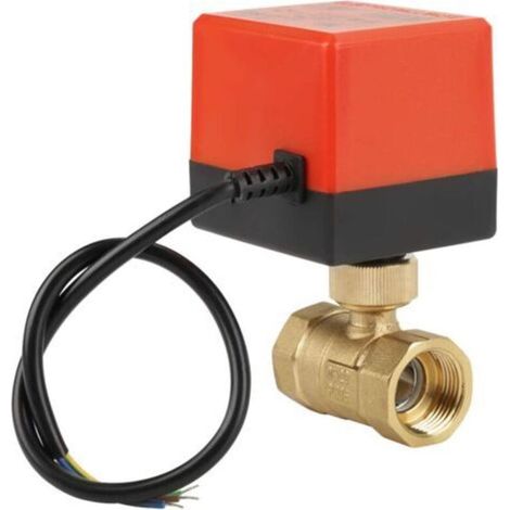 Vanne à bille motorisée 2 voies DN20 – Laiton – DC 12-24V – Faible bruit – Connexion par écrou pour ventilo-convecteurs HVAC (1/4)