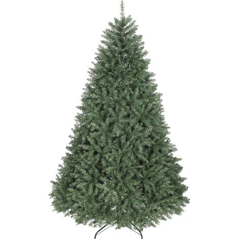 Albero di Natale artificiale da 210 cm, albero di Natale realistico con 2641 punte di rami articolate, supporto in metallo, verde (1/5)