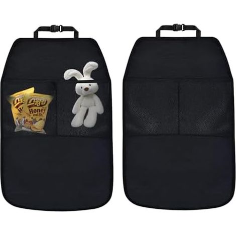 2 Pièce Protection Siege Arrière Voiture Enfant, Impermérable Tissu Oxford Protège de Kick Mat avec 2 Poches, Coussin de Protecteur Anti-Coup de Pied Sièges Auto Avant pour éviter Rayures et Saleté (1/5)