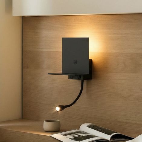 [GEBRAUCHT] B-Ware Lindby Wandleuchte Thorid LED Wandlampe USB Leselampe schwarz 3000K 45cm (1/2)