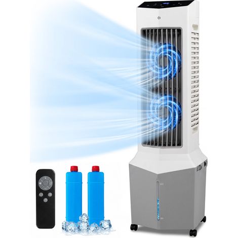 Refroidisseur d’Air 3 en 1 Mobile avec Réservoir d’Eau, Blocs de Glace, Minuterie, Ventilateur Humidificateur avec Télécommande,  32 x 30 x 97,5 cm (1/5)