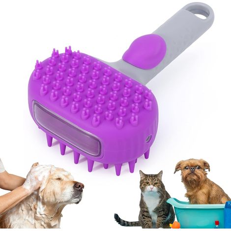 Brosse de bain pour chien et chat, masseur et distributeur de savon 2 en 1 pour animaux de compagnie, distributeur de shampoing pour chien (1/5)