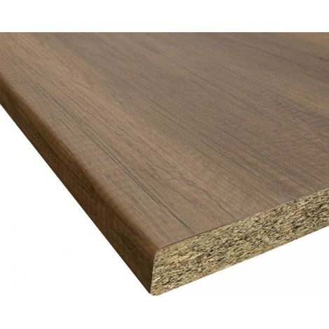 Top bordato per cucina non forato colore noce 195x60x3.8 cm