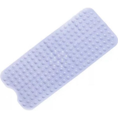 1 tapis de bain antidérapant  Extra long 100 x 40 cm  Ventouses puissantes et anti-moisissures  Lavable en machine  Convient aux enfants et aux personnes âgées  Transparent, bleu (1/4)