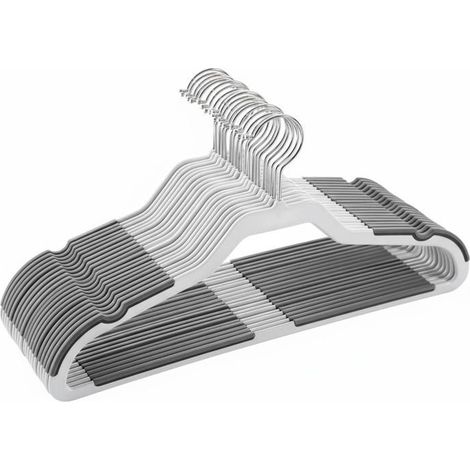 20 Cintres Plats avec Crochet Pivotant 360°, Bandes Antidérapantes, Résistants 5 kg — Pour Chemises, Manteaux et Vêtements Lourds dans Armoire ou Dressing