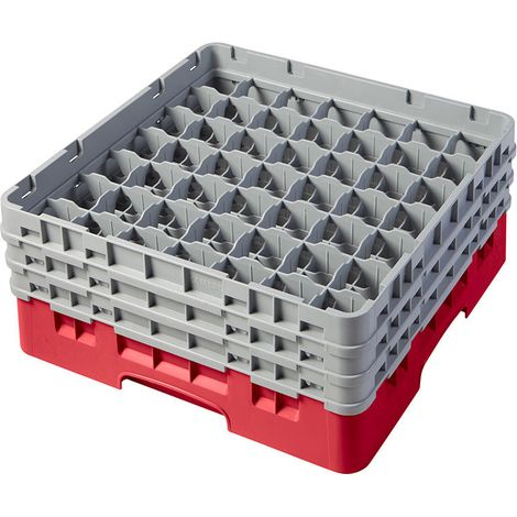 Casiers de lavage - Haut max 17.4 cm - 50 x 50 x 22.5 cm - Rouge Rosé - Lot de 3 - Cambro