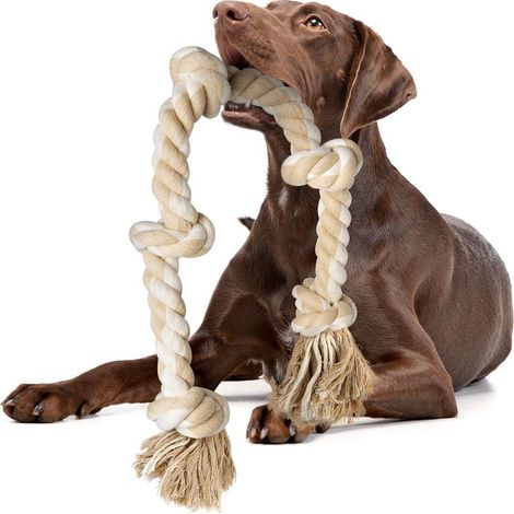 Seilspielzeug für große Hunde, 92 cm, unzerstörbar, ideal zum Zerrspiel, kaubar, 100 % natürliche Baumwolle (1/5)