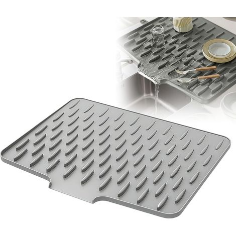 Tapis Égouttoir pour Vaisselle en Silicone - Antidérapant et Drainant, Rapide Séchage, pour Évier de Cuisine (sans BPA, Facile à Nettoyer)  Protège Comptoir et Anti-Calcaires (1/5)