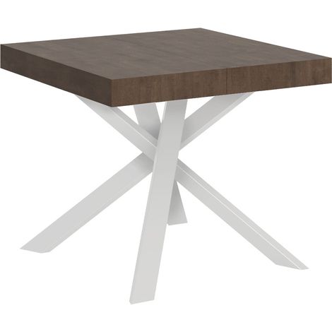 Tavolo da pranzo Allungabile - CLERK - Telaio: Bianco - Colore: Noce (1/4)