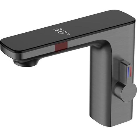 Robinet intelligent chrome avec capteur automatique et affichage numérique, eau chaude froide sans contact (1/5)