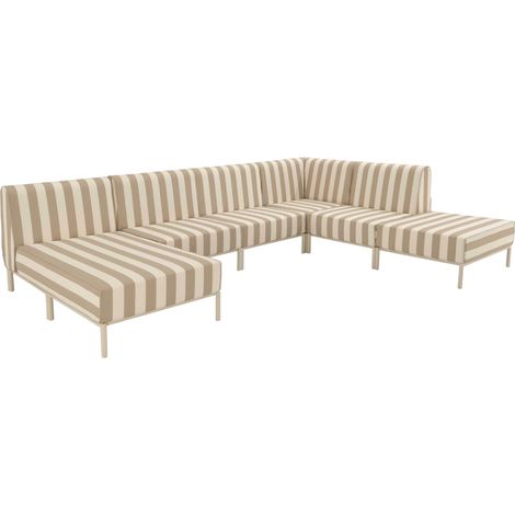 Salon de jardin bas modulable rayé 6 places beige - Patio (1/5)