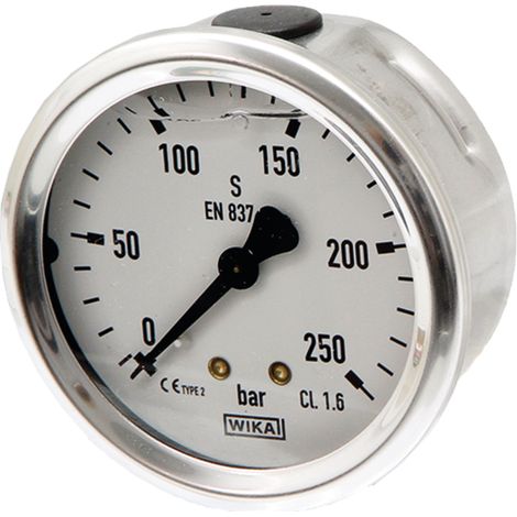 Manometro per glicerina fi 63 0 → + 60 bar 1/4" ottone posteriore