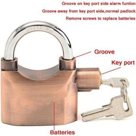 Cadenas Alarme - 120 dB - Capteur Vibrations - Acier Trempé - Pour Vélo Moto Porte Jardin Cabanon - 7 x 3,3 x 10 cm - 6 Piles LR44 (1/5)