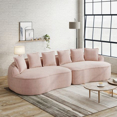 Modulares Viersitzer-Sofa, bequemer Chenille-Stoff, Rahmenloses Sofa, extra große Abmessungen, tiefe Sitze, inklusive Kissen, keine Montage erforderlich, geeignet für Wohnzimmer,Rosa
WL