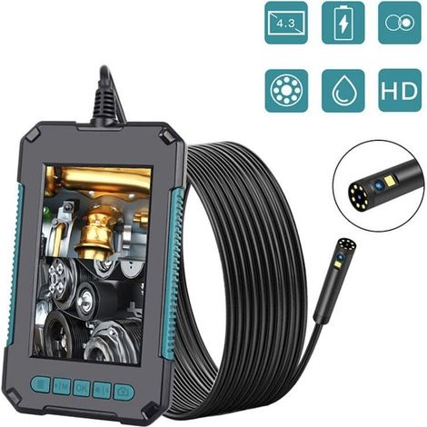 Caméra d'inspection endoscope 10m Résolution 1080P HD Écran LCD 4,3 pouces Étanche IP67 8 lumières LED pour inspection précise (1/4)