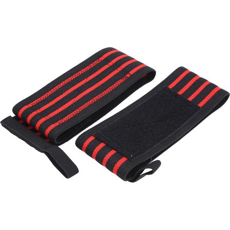 1 Paire de Bandes de Poignet pour Musculation, Fitness et Crossfit - Support de Compression Rouge et Noir (1/5)